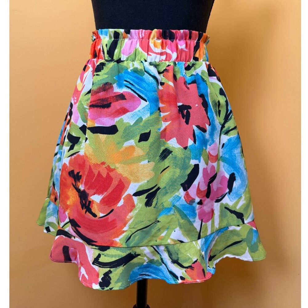 Show Me Your Mumu Roman Ruffle Skirt NWT Mimosa Blooms Floral Mini Size M